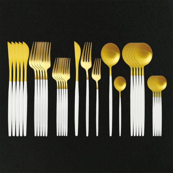 30pcs white gold cutlery set knives dessert forks dessert spoons tableware stainless steel dinnerware set kitchen silverware
30pcs white gold cutlery set knives dessert forks dessert spoons tableware stainless steel dinnerware set kitchen silverware