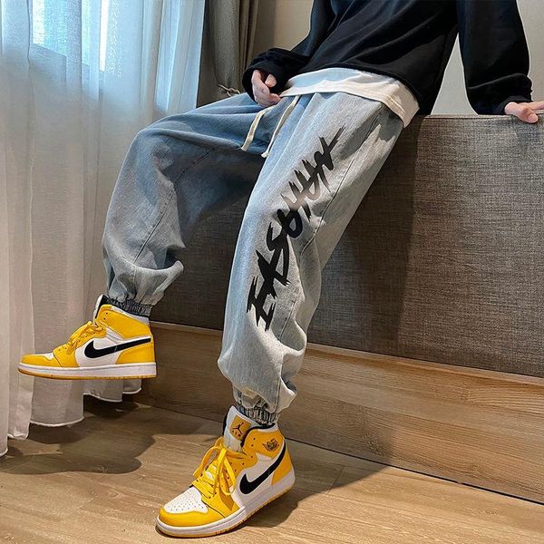 men's jeans wide-leg casual loose overalls nine-point beamed denim pants slim trendy printed letters hiphop streetwear trousers, Blue
men's jeans wide-leg casual loose overalls nine-point beamed denim pants slim trendy printed letters hiphop streetwear trousers, Blue