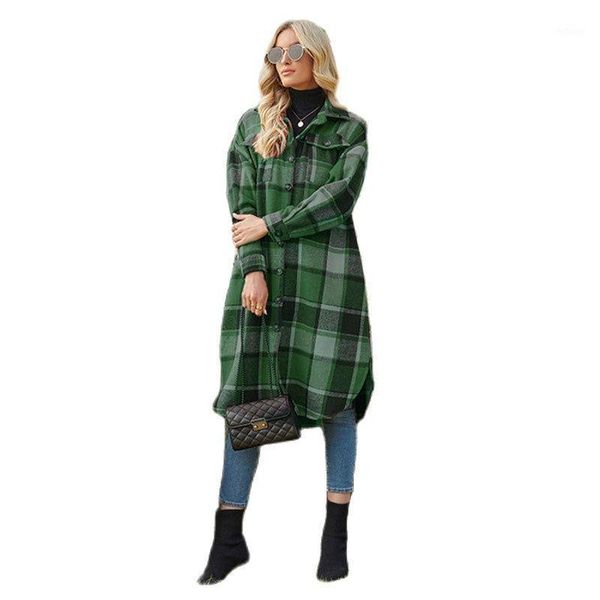 women's wool & blends nice spring long side slit lapel plaid jacket streetwear ladies clothing british style loose, Black
women's wool & blends nice spring long side slit lapel plaid jacket streetwear ladies clothing british style loose, Black