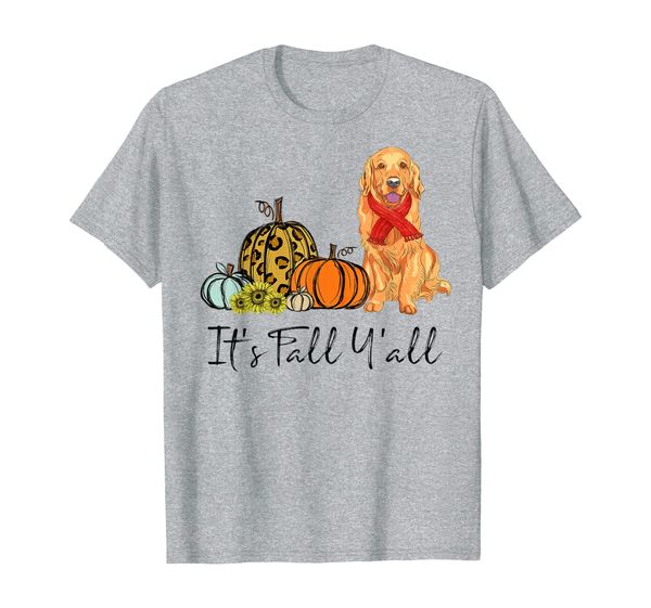 fall autumn golden retriever leopard pumpkin thanksgiving t-shirt, White;black