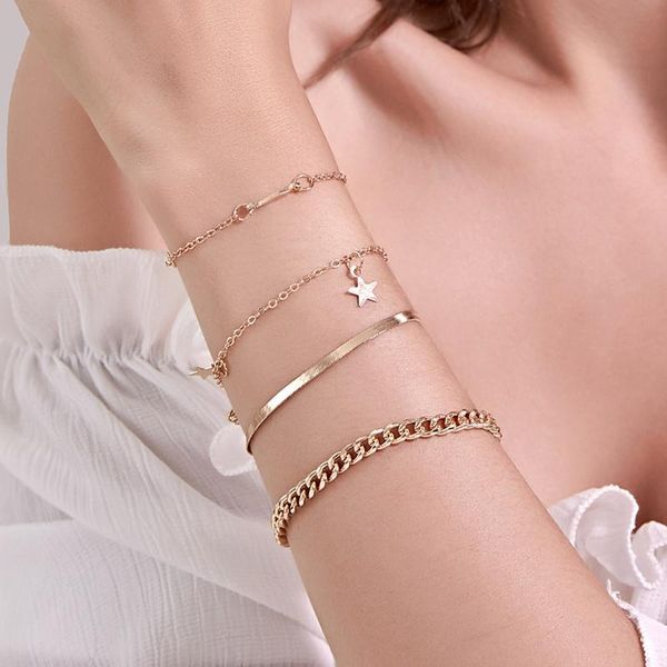 charm bracelets chain bracelet bangles jewelry gift trendy multi-layer metal for women four-piece link, Golden;silver
charm bracelets chain bracelet bangles jewelry gift trendy multi-layer metal for women four-piece link, Golden;silver