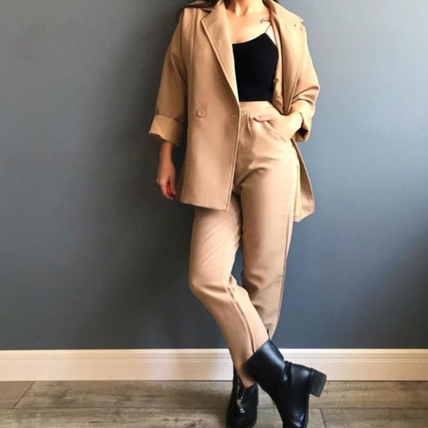 women's two piece pants women fashion autumn style simple womens coat suits , female camel 2 pieces set loose stylish suit, White
women's two piece pants women fashion autumn style simple womens coat suits , female camel 2 pieces set loose stylish suit, White