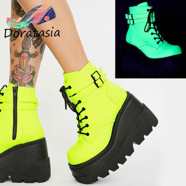 boots doratasia ins designer punk goth fluorescence fashion platform ankle casual women wedges lace up shoes, Black
boots doratasia ins designer punk goth fluorescence fashion platform ankle casual women wedges lace up shoes, Black