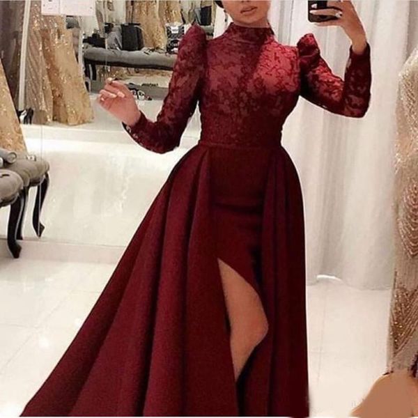 party dresses burgundy muslim evening a-line high collar long sleeves slit lace dubai saudi arabic gown prom dress, White;black
party dresses burgundy muslim evening a-line high collar long sleeves slit lace dubai saudi arabic gown prom dress, White;black