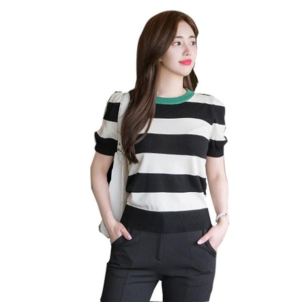women's t-shirt knitting t shirts women summer casual o neck slim thin short sleeve female patchwork striped simple basic tee, White
women's t-shirt knitting t shirts women summer casual o neck slim thin short sleeve female patchwork striped simple basic tee, White