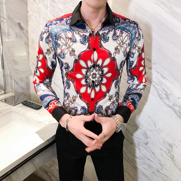 new spring 2021 man-style floral shirts thin british style casual club tuxedo streetwear pnob, Black;brown
new spring 2021 man-style floral shirts thin british style casual club tuxedo streetwear pnob, Black;brown