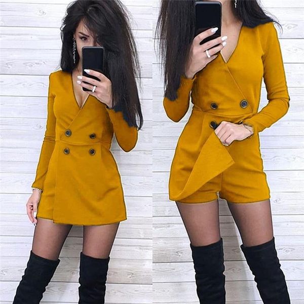 women's jumpsuits & rompers solid v-neck long sleeve playsuit front split double-breasted wide leg short jumpsuit women summer skinny c, Black;white
women's jumpsuits & rompers solid v-neck long sleeve playsuit front split double-breasted wide leg short jumpsuit women summer skinny c, Black;white