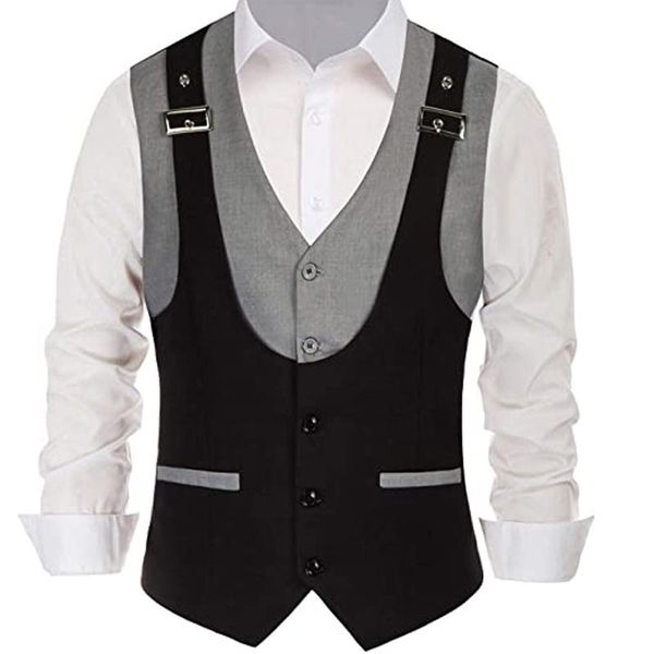 men's vests vest v neck strap single breasted waistcoat black silm fit for formal wedding casual male clothing 2021, Black;white
men's vests vest v neck strap single breasted waistcoat black silm fit for formal wedding casual male clothing 2021, Black;white