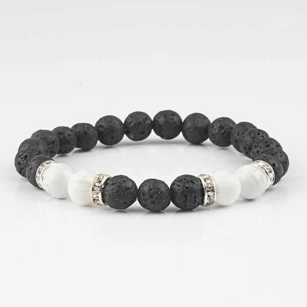 charm bracelets couple bracelet femme 8mm black white natural volcanic lava stone bead for women men yoga jewelry beaded bangles, Golden;silver
charm bracelets couple bracelet femme 8mm black white natural volcanic lava stone bead for women men yoga jewelry beaded bangles, Golden;silver