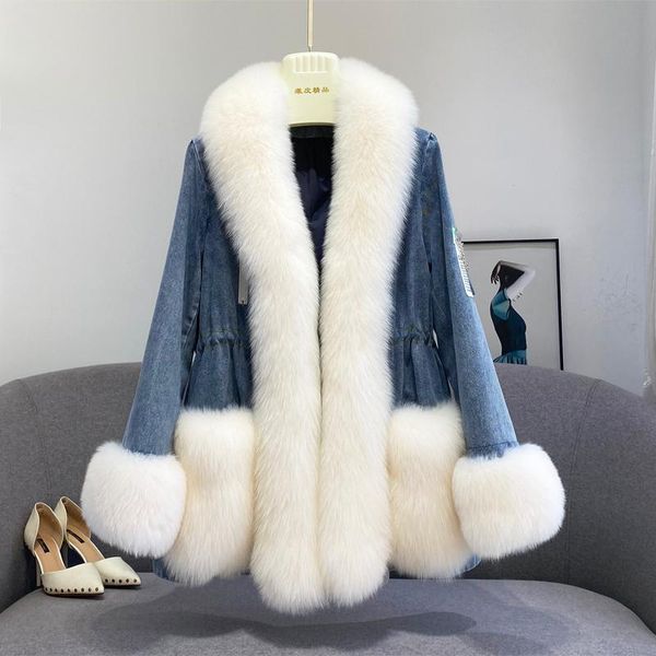 women's fur & faux women winter denim coats with natural collar trim female duck down slim fashion outwear lady warm clothing, Black
women's fur & faux women winter denim coats with natural collar trim female duck down slim fashion outwear lady warm clothing, Black