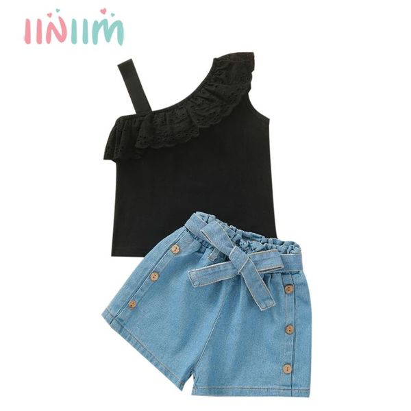 clothing sets iiniim toddler baby girls summer fashion outfits one shoulder ruffles solid t-shirts + elastic waistband denim shorts, White
clothing sets iiniim toddler baby girls summer fashion outfits one shoulder ruffles solid t-shirts + elastic waistband denim shorts, White
