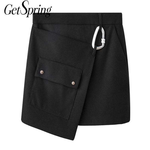 getspring women skirt asymmetry patchwork black short irregular vintage high waist s 210601
getspring women skirt asymmetry patchwork black short irregular vintage high waist s 210601