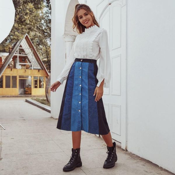 skirts korean fashion women denim skirt patchwork high waist button streetwear female long n0105, Black
skirts korean fashion women denim skirt patchwork high waist button streetwear female long n0105, Black
