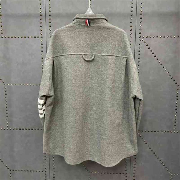high 2021 autumn winter new tb + loose casual tweed shirt coat stripe series style1, Black
high 2021 autumn winter new tb + loose casual tweed shirt coat stripe series style1, Black