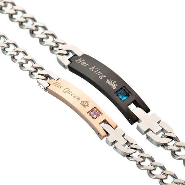 charm bracelets europe and the united states burst titanium steel zircon pair bracelet king queen crown, Golden;silver
charm bracelets europe and the united states burst titanium steel zircon pair bracelet king queen crown, Golden;silver