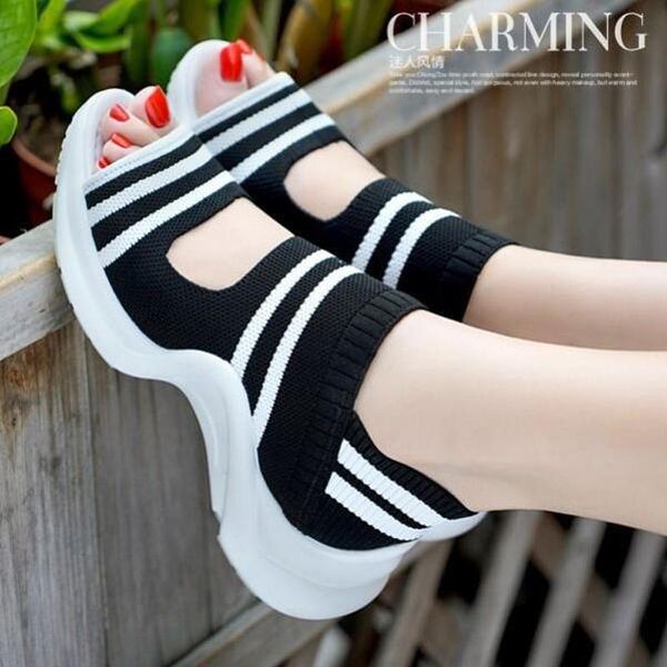 sandals akexiya women 2021 summer shoes woman knitting breathable wedges platform lady comfortable, Black
sandals akexiya women 2021 summer shoes woman knitting breathable wedges platform lady comfortable, Black
