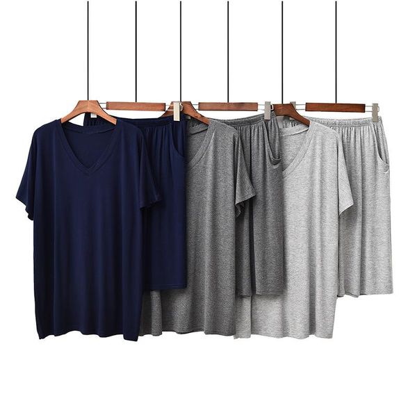 summer male modal simple natural comfortable pajamas casual loose short-sleeved shorts breathable v-neck large size home service, Black;brown
summer male modal simple natural comfortable pajamas casual loose short-sleeved shorts breathable v-neck large size home service, Black;brown
