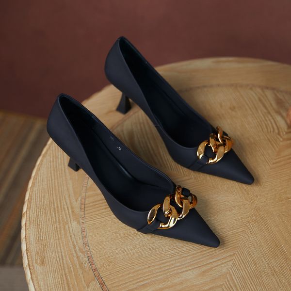 luxury dress shoes frosted sheep pointed women's metal chain high spring and summer single sho thin heels shallow mouth style, Black
luxury dress shoes frosted sheep pointed women's metal chain high spring and summer single sho thin heels shallow mouth style, Black