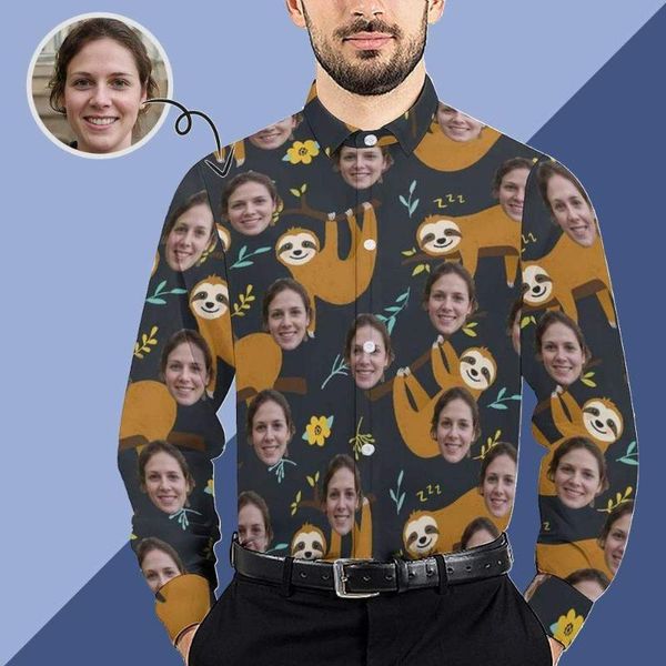 men's casual shirts customized personality face cartoon men long sleeve all over print male outerwear autumn birthday anniversary gifts, White;black
men's casual shirts customized personality face cartoon men long sleeve all over print male outerwear autumn birthday anniversary gifts, White;black