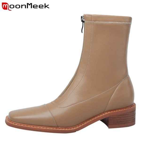 boots moonmeek 2022 arrival comfortable women winter shoes zipper ankle casual genuine leather, Black 
boots moonmeek 2022 arrival comfortable women winter shoes zipper ankle casual genuine leather, Black