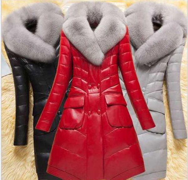 women's leather & faux autumn and winter mid-length down cotton jacket thickened warmth imitation sheep fur coat, Black
women's leather & faux autumn and winter mid-length down cotton jacket thickened warmth imitation sheep fur coat, Black