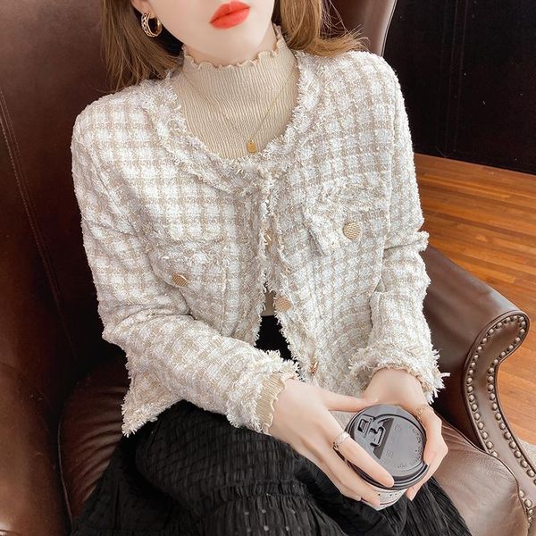 women's wool & blends french ladies' fragrance coat autumn 2021 loose round neck mixed with gold thread tassel long sleeve short j, Black
women's wool & blends french ladies' fragrance coat autumn 2021 loose round neck mixed with gold thread tassel long sleeve short j, Black