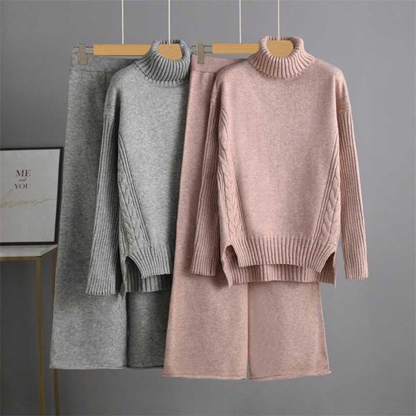 winter thick women suits two piece set loose turtleneck twist pullover sweaters and long knitted wide leg pants sets sportsuits 211116, Gray
winter thick women suits two piece set loose turtleneck twist pullover sweaters and long knitted wide leg pants sets sportsuits 211116, Gray
