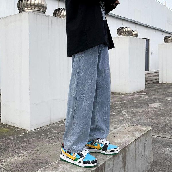 men's jeans vibe wide-leg high street pants scratched casual men streetwear loose hip hop straight denim trousers mens, Blue
men's jeans vibe wide-leg high street pants scratched casual men streetwear loose hip hop straight denim trousers mens, Blue