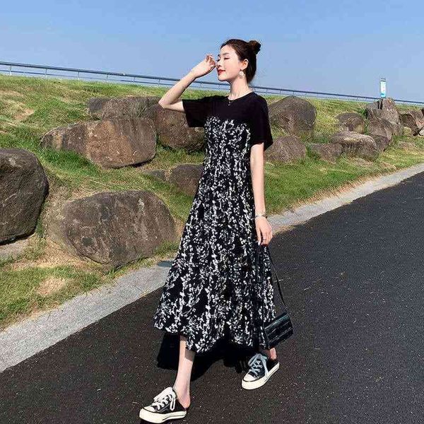 womens summer dress mid-length stitching floral dress high waist summer woman de mujer femme robe, Black;gray
womens summer dress mid-length stitching floral dress high waist summer woman de mujer femme robe, Black;gray