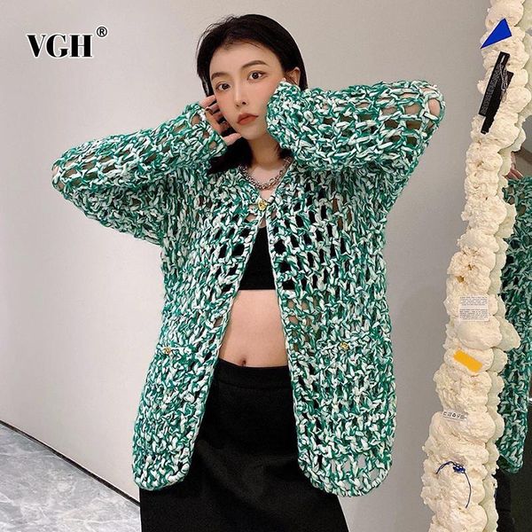 women's knits & tees vgh green knitted coats for women v neck long sleeve hollow out patchwork metal button weave cardigan female 2021, White
women's knits & tees vgh green knitted coats for women v neck long sleeve hollow out patchwork metal button weave cardigan female 2021, White