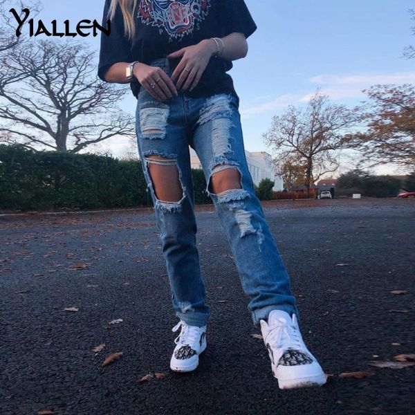 women's jeans yiallen distressed women ripped denim high waist fashion street style straight pants 2021 spring cut out long trousers, Blue
women's jeans yiallen distressed women ripped denim high waist fashion street style straight pants 2021 spring cut out long trousers, Blue