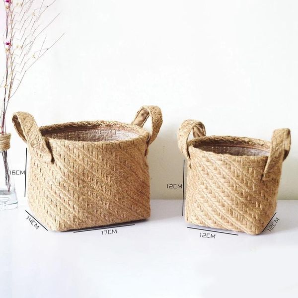 storage baskets 2pcs braided jute cloth flowerpot basket cotton linen blended deskbox kids toys sundries organizer
storage baskets 2pcs braided jute cloth flowerpot basket cotton linen blended deskbox kids toys sundries organizer