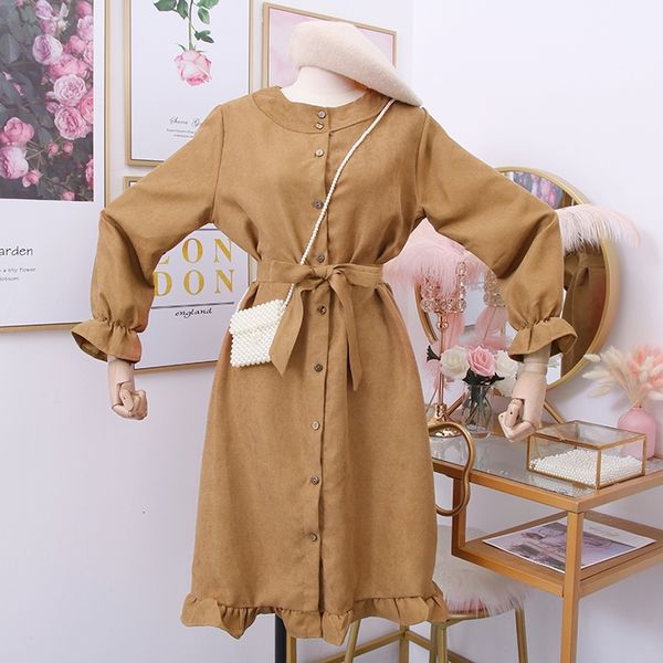 2021 new spring autumn women slim with belt vintage corduroy es ladies fashion single breasted ruffles hem vestidos k36m, Black;gray
2021 new spring autumn women slim with belt vintage corduroy es ladies fashion single breasted ruffles hem vestidos k36m, Black;gray