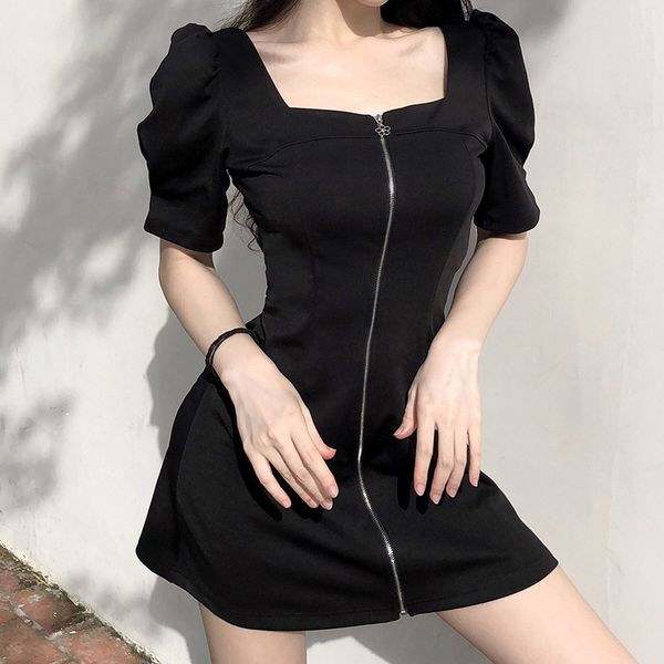 women summer style dress 2021 new arrivals short sleeve square collar zipper black solid dresses vestidos, Black;gray
women summer style dress 2021 new arrivals short sleeve square collar zipper black solid dresses vestidos, Black;gray