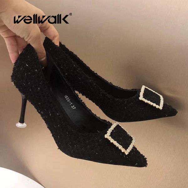 dress shoes fashion pumps women heels rhinestone buckle pointe toe chic moccasins plaid fabric female wedding party, Black
dress shoes fashion pumps women heels rhinestone buckle pointe toe chic moccasins plaid fabric female wedding party, Black