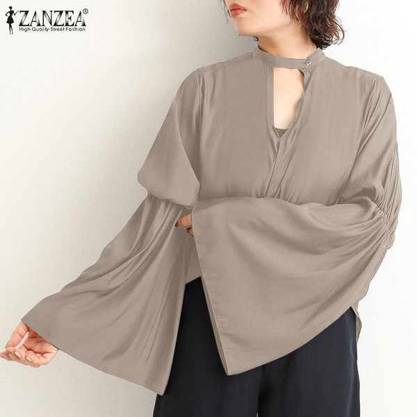 women's blouses & shirts retro blusas loose tunic 2021 stylish women solid blouse zanzea flare sleeve work ol femininas plus size casu, White
women's blouses & shirts retro blusas loose tunic 2021 stylish women solid blouse zanzea flare sleeve work ol femininas plus size casu, White