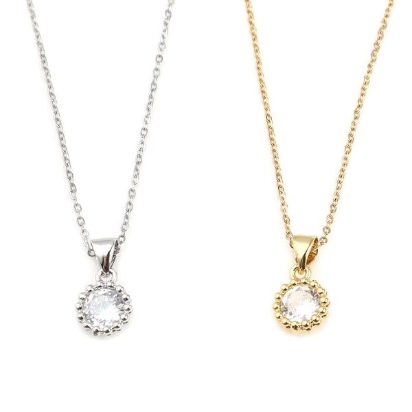 pendant necklaces stainless steel necklace inlaid white zircon sunflower round copper gold/silver cross chain 45cm 2021 jewelry 1pc
pendant necklaces stainless steel necklace inlaid white zircon sunflower round copper gold/silver cross chain 45cm 2021 jewelry 1pc