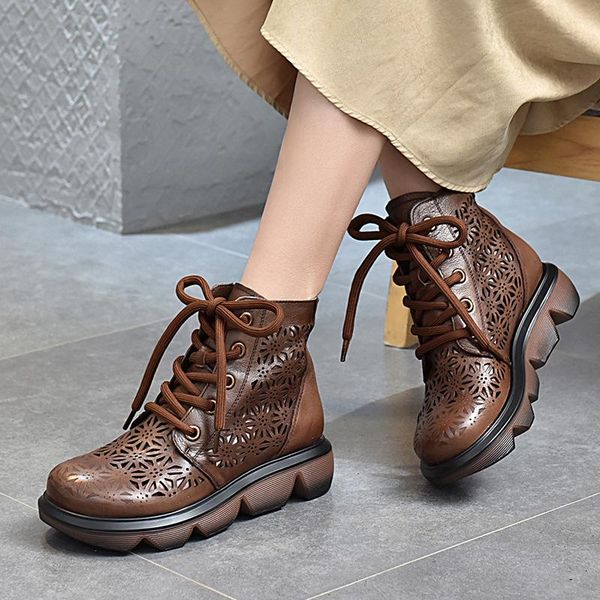 sandals yiluan retro genuine leather hollow hole shoes woman 2021 spring summer platform lace-up casual boot women, Black
sandals yiluan retro genuine leather hollow hole shoes woman 2021 spring summer platform lace-up casual boot women, Black