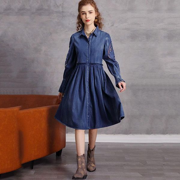 casual dresses seebeautiful vintage loose denim dress lapel hollow out long sleeve single breasted fashion 2021 autumn winter women m360, Black;gray
casual dresses seebeautiful vintage loose denim dress lapel hollow out long sleeve single breasted fashion 2021 autumn winter women m360, Black;gray