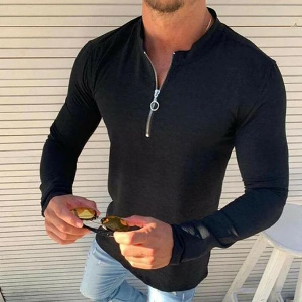 men's long sleeve t-shirt plain color zipper men's casual sports t-shirt long sleeve man, White;black
men's long sleeve t-shirt plain color zipper men's casual sports t-shirt long sleeve man, White;black