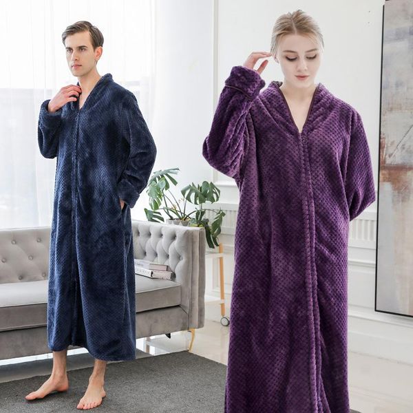 couple fashion flannel robes men nightgown long sleeve solid cozy v neck bathrobe winter warm ladies coral fleece zipper robes, Black;brown
couple fashion flannel robes men nightgown long sleeve solid cozy v neck bathrobe winter warm ladies coral fleece zipper robes, Black;brown