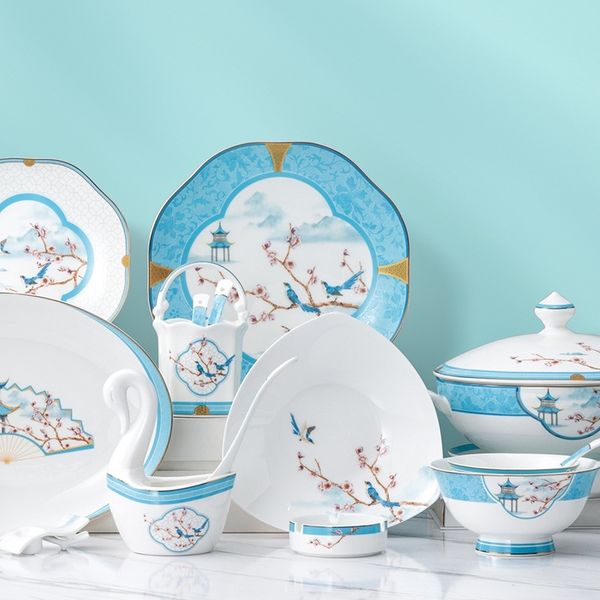 happy eyebrows bone china tableware 62 head plate and dish set household gift ceramics
happy eyebrows bone china tableware 62 head plate and dish set household gift ceramics