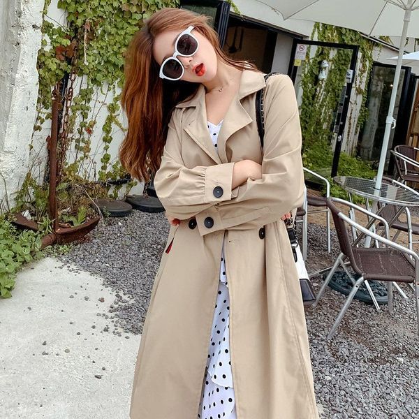 qd1032 spring and autumn 2021 new women's coat popular loose korean women's medium and long windbreaker fashion, Tan;black
qd1032 spring and autumn 2021 new women's coat popular loose korean women's medium and long windbreaker fashion, Tan;black
