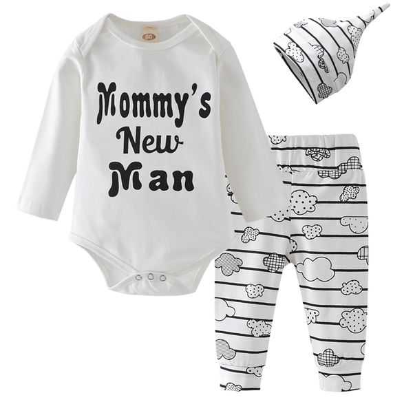 newborn baby boy clothes set mommy's new man letter cotton bodysuit cloud stripe pants hat autumn infan clothing outfits 210309, White
newborn baby boy clothes set mommy's new man letter cotton bodysuit cloud stripe pants hat autumn infan clothing outfits 210309, White