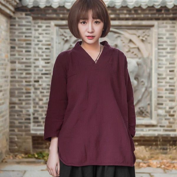 women's blouses & shirts origoods solid white red cotton blouse shirt women autumn v-neck chinese style vintage original blusas d069
women's blouses & shirts origoods solid white red cotton blouse shirt women autumn v-neck chinese style vintage original blusas d069