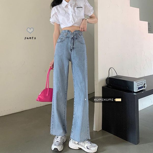 women's jeans high waist summer pants are thin straight wide leg micro flared ins fashion, Blue
women's jeans high waist summer pants are thin straight wide leg micro flared ins fashion, Blue