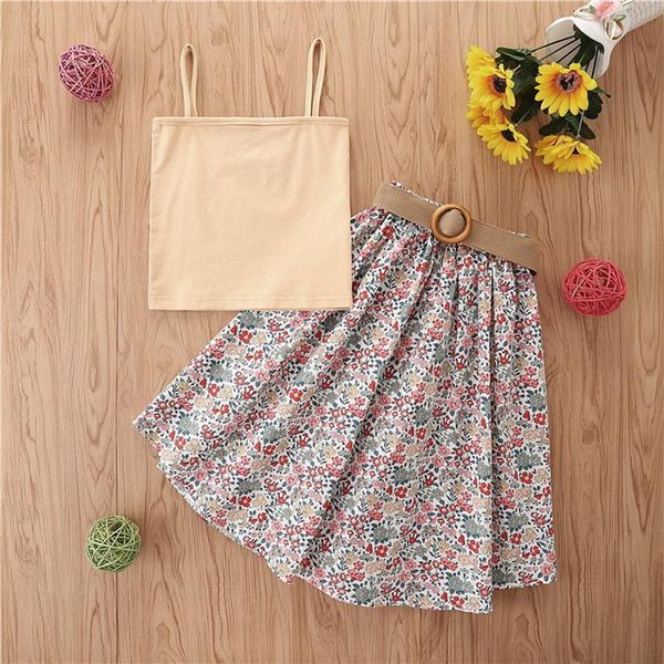 clothing sets 2pcs toddler girls summer outfits, sleeveless spaghetti strap + floral midi skirt set, White
clothing sets 2pcs toddler girls summer outfits, sleeveless spaghetti strap + floral midi skirt set, White