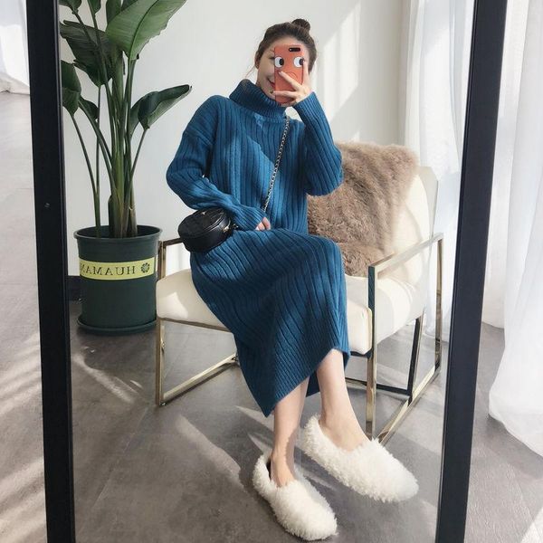 casual dresses 2021 winter women vintage ol sweater dress lady solid long sleeve knitted female plus size split turtleneck n112, Black;gray
casual dresses 2021 winter women vintage ol sweater dress lady solid long sleeve knitted female plus size split turtleneck n112, Black;gray