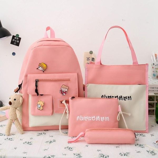 school bags 4 pcs sets schoolbags fashion preppy style women backpack canvas bag for teengers gilrs large badge travel bagpack
school bags 4 pcs sets schoolbags fashion preppy style women backpack canvas bag for teengers gilrs large badge travel bagpack
