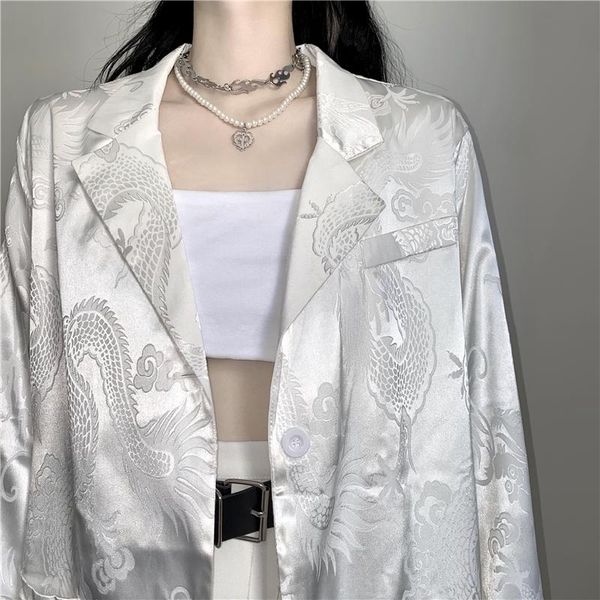 women's suits & blazers 2021 women korean blazer fashion casual gothic vintage dragon jacket retro long sleeve thin loose coat streetwe, White;black
women's suits & blazers 2021 women korean blazer fashion casual gothic vintage dragon jacket retro long sleeve thin loose coat streetwe, White;black